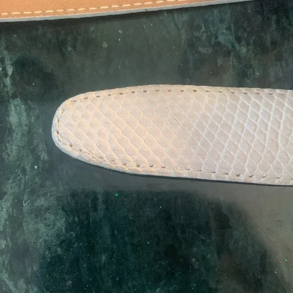 Pierre-G genuine lizard skin white belt, size 40